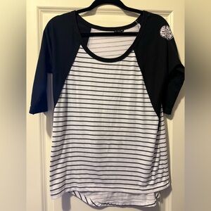 Rip Curl Baseball Style Striped 3/4 Sleeve Tee